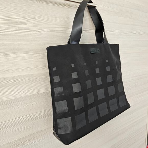 Givenchy Parfums Logo Tote Bag Fabric Black Lined Nylon PVC Shopper Weekend - Picture 5 of 16